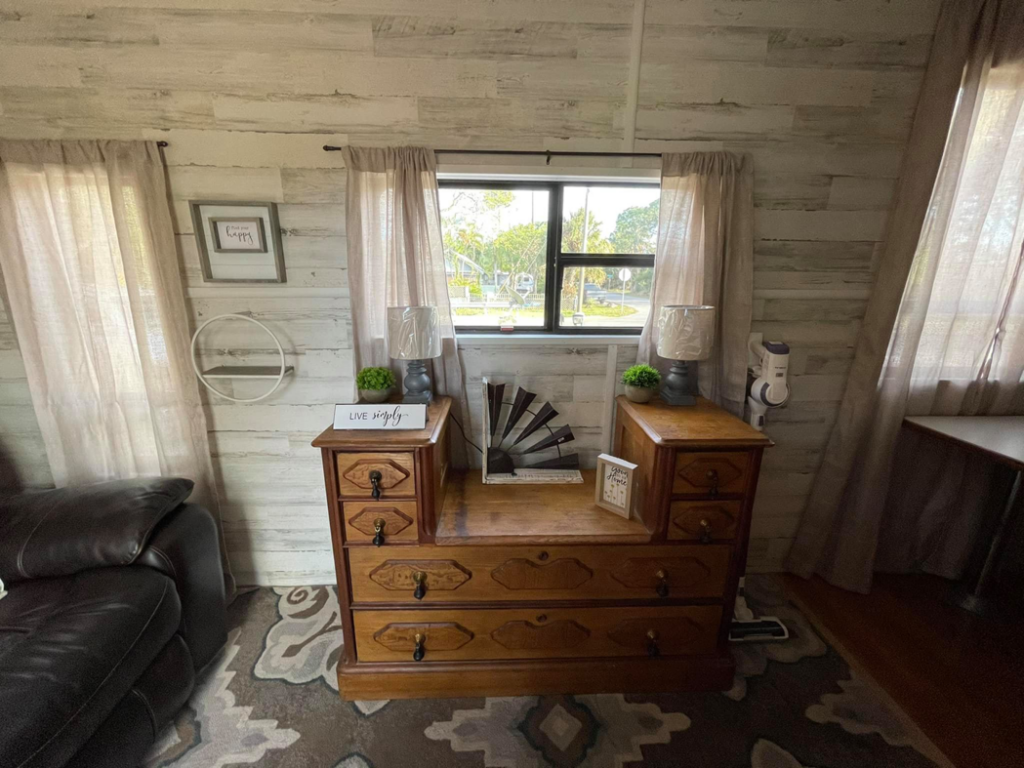 An RV interior featuring newly installed wood paneling by Douglas Allstott Handyman Service in Horner, WV.