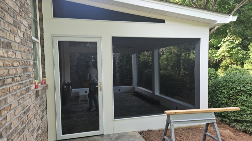 A screened porch under construction or renovation by Contractor Kev LLC, a handyman service in Winston-Salem, NC
