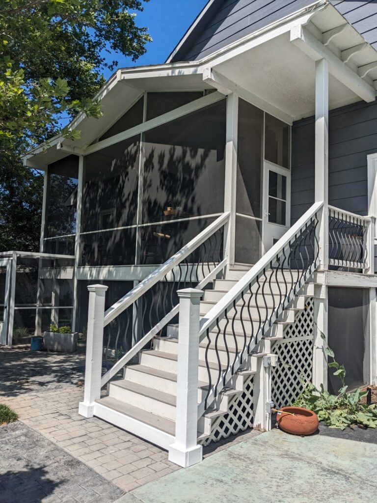 Completed screened porch and stair renovation by My Handyman of Wichita KS in Kechi, KS.