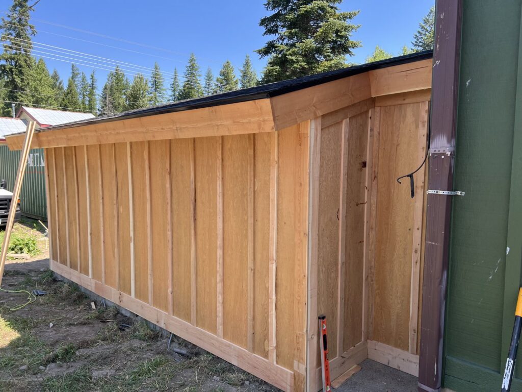 Siding installation on a newly constructed shed or addition by 1775 Handyman Services in Kalispell, MT.