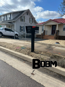 A new single mailbox installation with house number 2225 by Big Dicks Brick Mailboxes in St. Louis, MO.