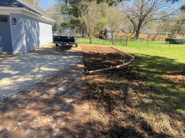 Site preparation with wooden forms for a concrete pour by B&H Homes in Shreveport, LA