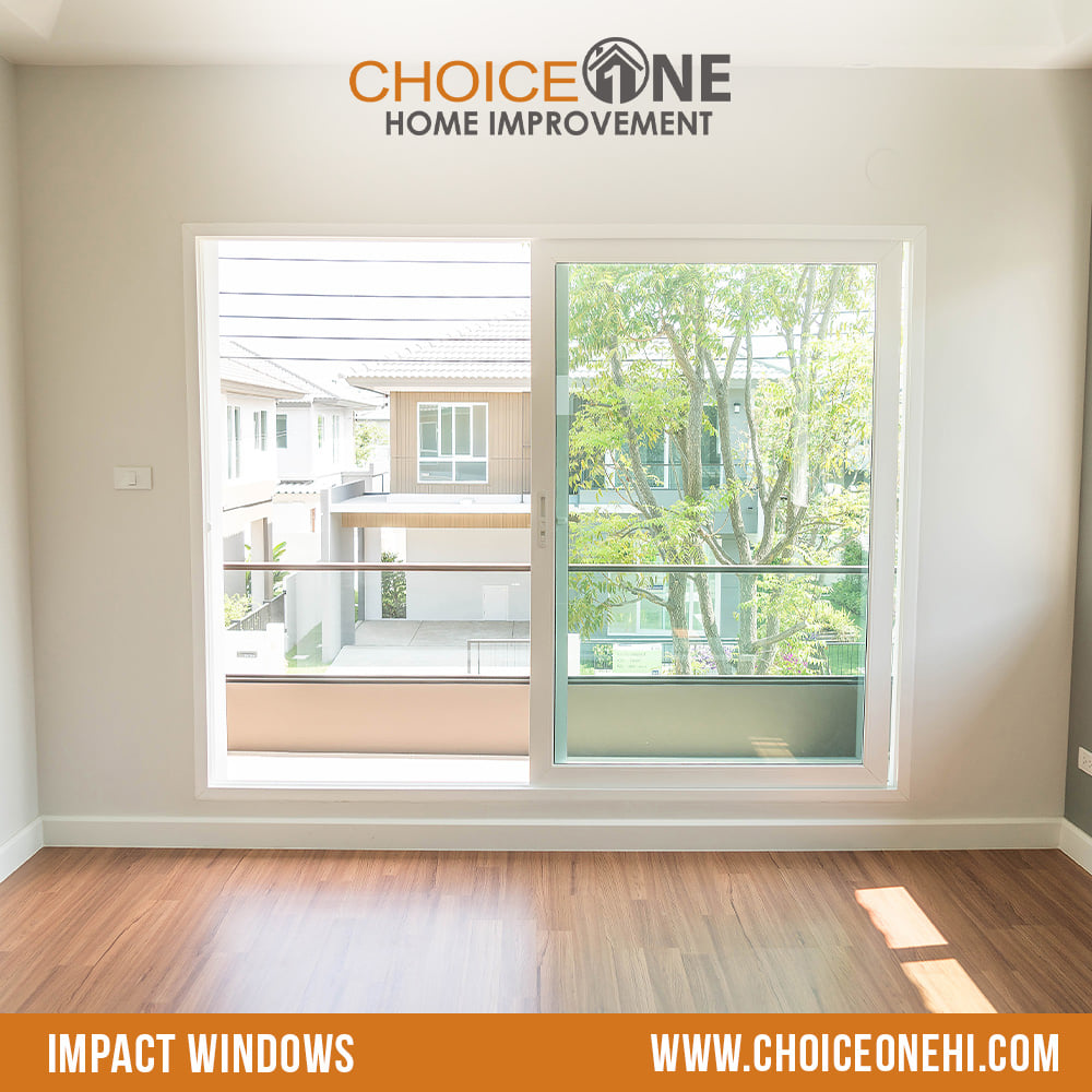 A large sliding impact window installed in a room by Choice One in Miami, FL