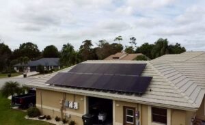 Residential solar panel installation on a tiled roof completed by Beyond Builders in Tampa, FL