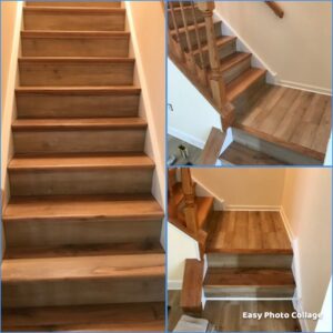 Staircase tread and flooring installation in progress by PTA Construction INC. in Jersey City, NJ.