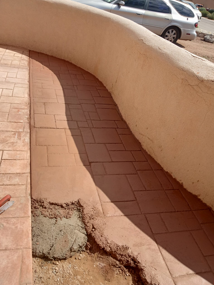 Stamped concrete patio installation in progress by ORG Handyman Services in Las Cruces, NM.