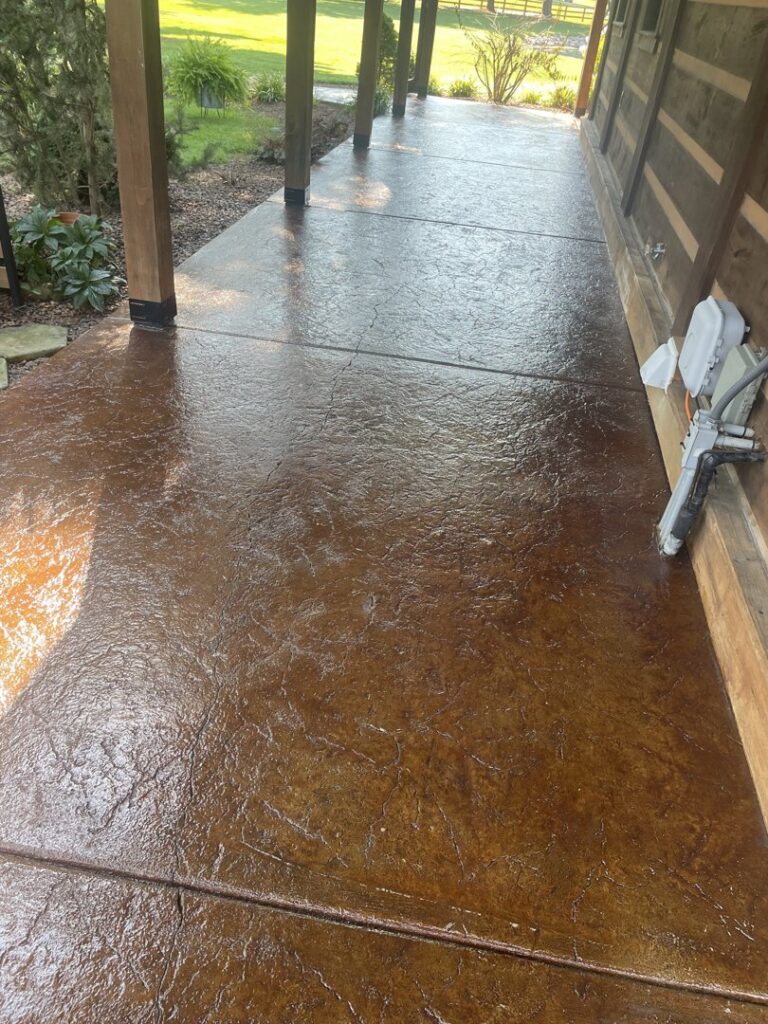 A beautifully resurfaced stamped concrete patio, a handyman service by Egli Coating Solutions in Evansville, IN.