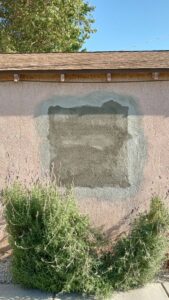 Stucco wall repair and patching work completed by Cal Heights Construction And Handyman Services in Bakersfield, CA