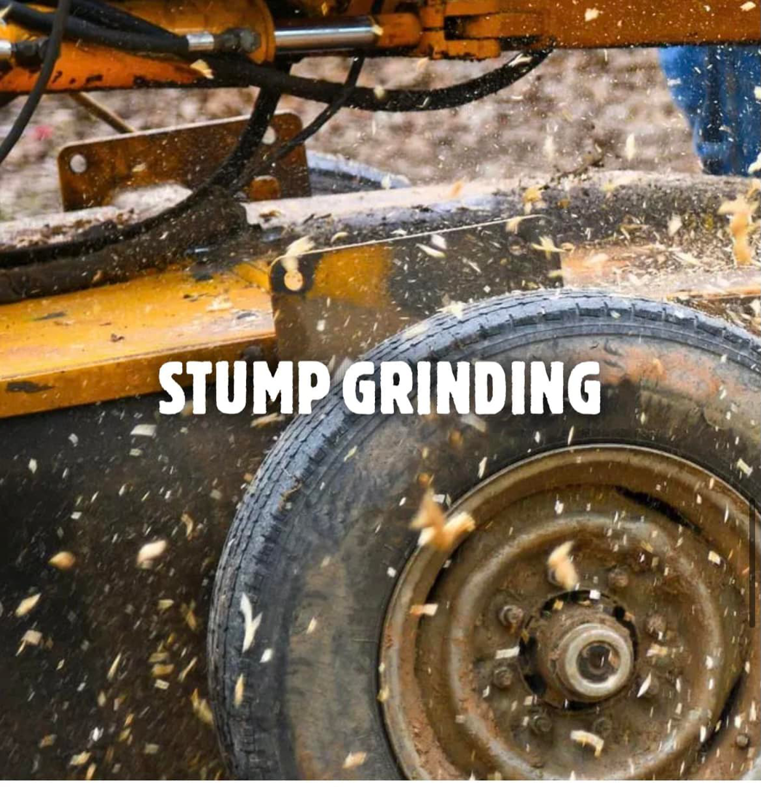 A stump grinder in action, creating wood chips during a stump grinding service by Big E's Tree Service in Dallas, TX