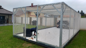 A synthetic ice rink enclosure installed by Green Hockey, a general contractor in Chur, CH.