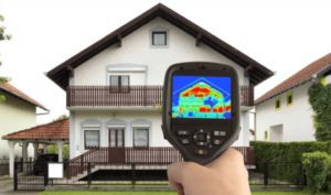 Thermal imaging camera showing heat loss in a house, used by CT Insulation Services LLC in Stamford, CT