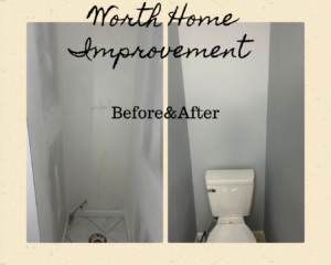 Before and after photos of a toilet installation project by Worth Home Improvement LLC in Rockhill, NC.