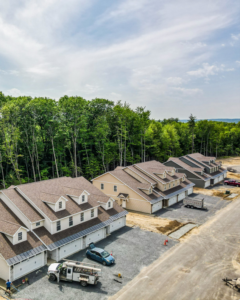 Aerial view of a townhouse construction site managed by Pigliavento Associates, LLC, general contractors in Schenectady, NY.