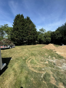 A trailer loaded with yard waste and debris for junk removal by DJ's Hauling & Junk Removal Services in Georgetown, DE.