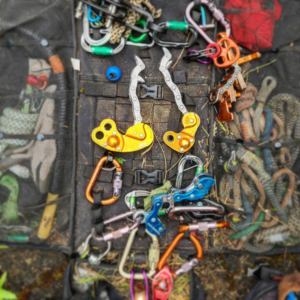 Essential tree climbing and rigging gear used by Triple Acorn Tree Service for safe operations in Portland, OR.