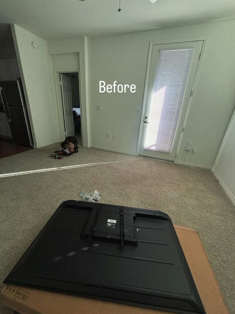 Before photo of a TV wall mount installation by Grade A Handyman in Lancaster, CA.