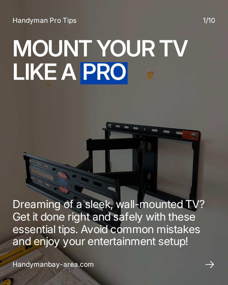 A black TV wall mount professionally installed on a light-colored wall by Handyman Artur Astanov in San Francisco, CA.