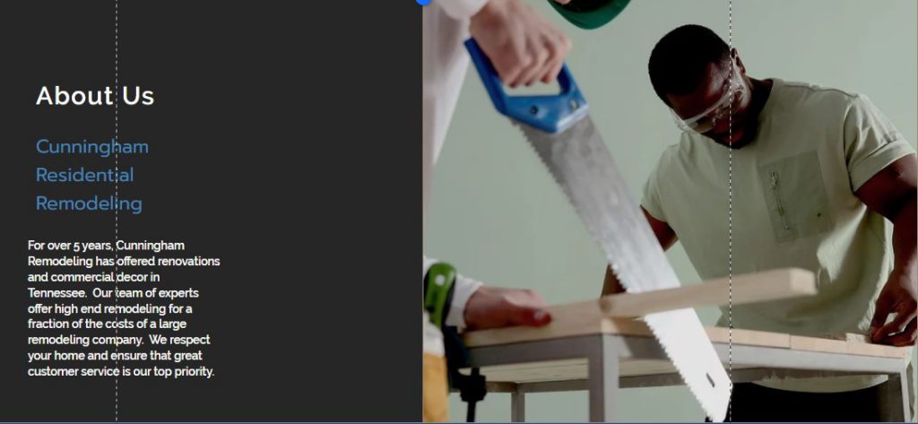 Two people cutting a piece of wood with a handsaw, demonstrating handyman services by Cunningham Remodeling in Columbia, TN