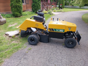 A Vermeer SC382 stump grinder ready for use by Good Ol' Boys Tree Service for stump removal in Lebanon, CT.