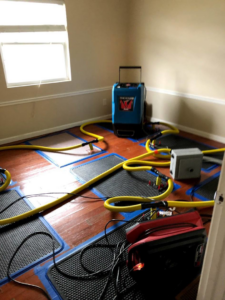 Water damage drying equipment set up in a room by ProTouch Restoration in Minneapolis, MN.