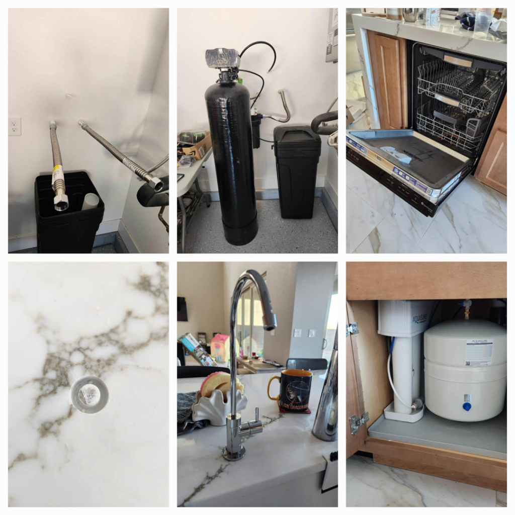 Various handyman installations including water softener, dishwasher, and kitchen faucet by Handyman Near Me Las Vegas Henderson in Las Vegas, NV.