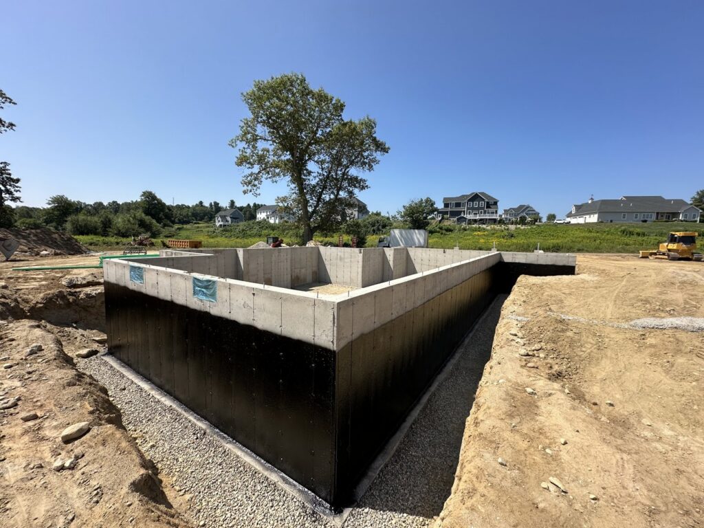 A waterproofed foundation with drainage gravel installed by ProSeal Waterproofing in Naugatuck, CT.