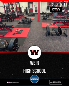 A newly installed weight room and gym facility at Weir High School by Abacus Sports Installations, Ltd in Lancaster, PA