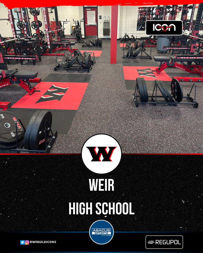 A newly installed weight room and gym facility at Weir High School by Abacus Sports Installations, Ltd in Lancaster, PA