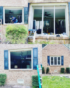 A collage showing the process of window replacement by MT Contracting in Virginia Beach, VA