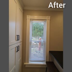 Detailed window trim and cabinet installation completed by Adam's Handyman and Contracting in Lancaster, PA.