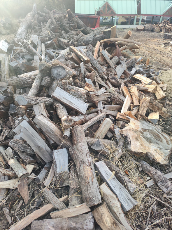 A wood pile from tree debris removal by Hoffman Construction Services, LLC in Saint Joseph, MO.