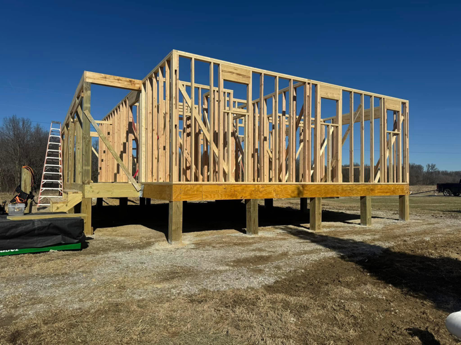 Wooden framing of a new house or addition on a raised foundation by Phillip's Home Repair in Owensboro, KY