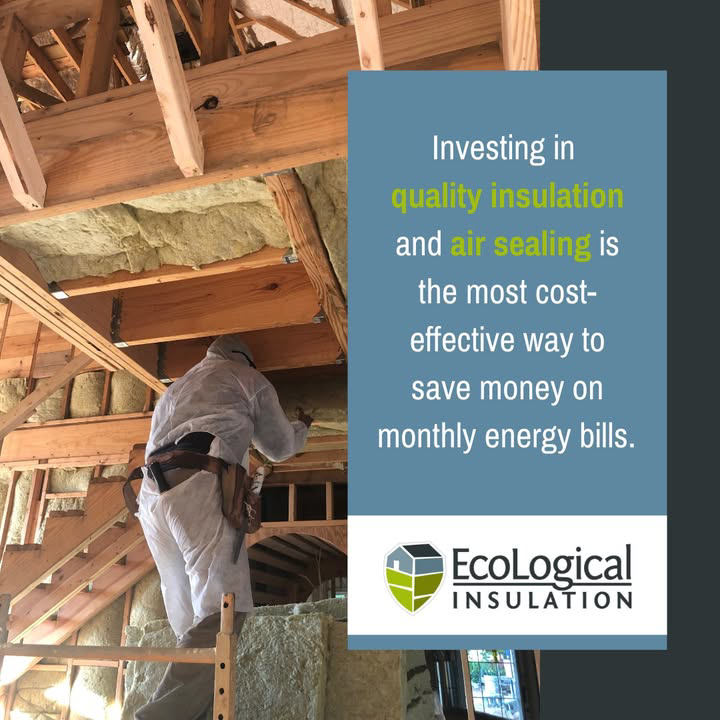 A worker installing attic insulation for EcoLogical Insulation - Birmingham, AL.