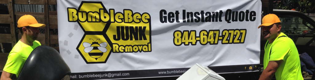 Workers from BumbleBee Junk removing an appliance and other items during a junk removal job in Sun Valley, CA