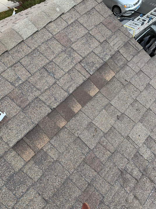 An asphalt shingle roof showing wear and tear, indicating a need for inspection and repair from Dan's "Do it All" Handyman Services in Reno, NV.
