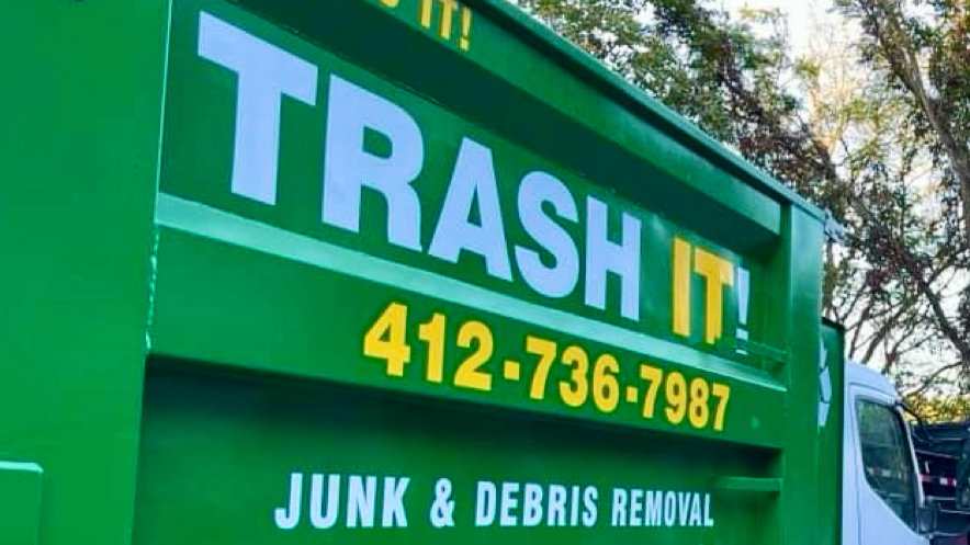 Before and after photos of yard debris and junk removal cleanout by Trash It LLC in Pittsburgh, PA.