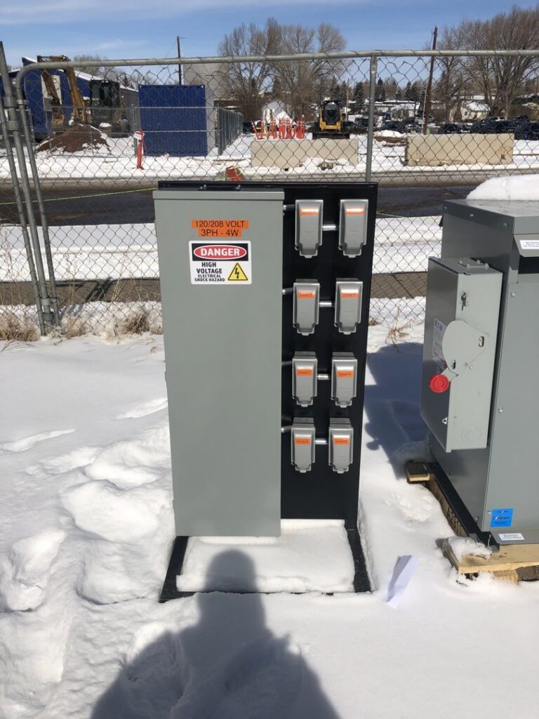 An electrical disconnect box installed for an outdoor AC unit by AMG Electric LLC Laramie, WY.