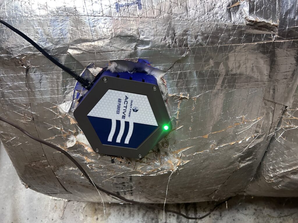 An Active Air Purifier device installed on HVAC ductwork, demonstrating indoor air quality services by Cool Runnings HVAC LLC in Salisbury, MD.