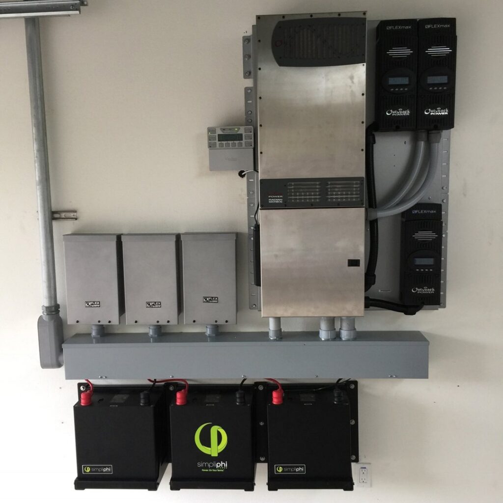 An advanced solar energy system with multiple inverters and battery units installed by Big Island Electric & Solar in Hilo, HI