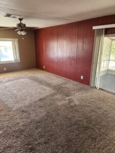 A clean, fluffy carpet in a room after professional cleaning by Extra Mile Floor Care in Mesa, AZ.