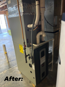 An 'After' view of a newly installed HVAC furnace and air handler unit by SJ Conner and Sons Inc in Roanoke, VA