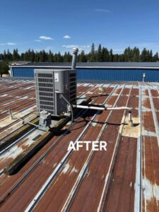 A new rooftop HVAC unit after installation by Maddog Contracting LLC in Post Falls, ID.
