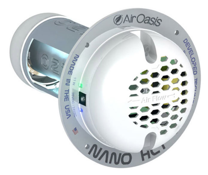 An Air Oasis Nano HCL air purifier, an indoor air quality solution from Environmental Heating & Air NC in Cary, NC.