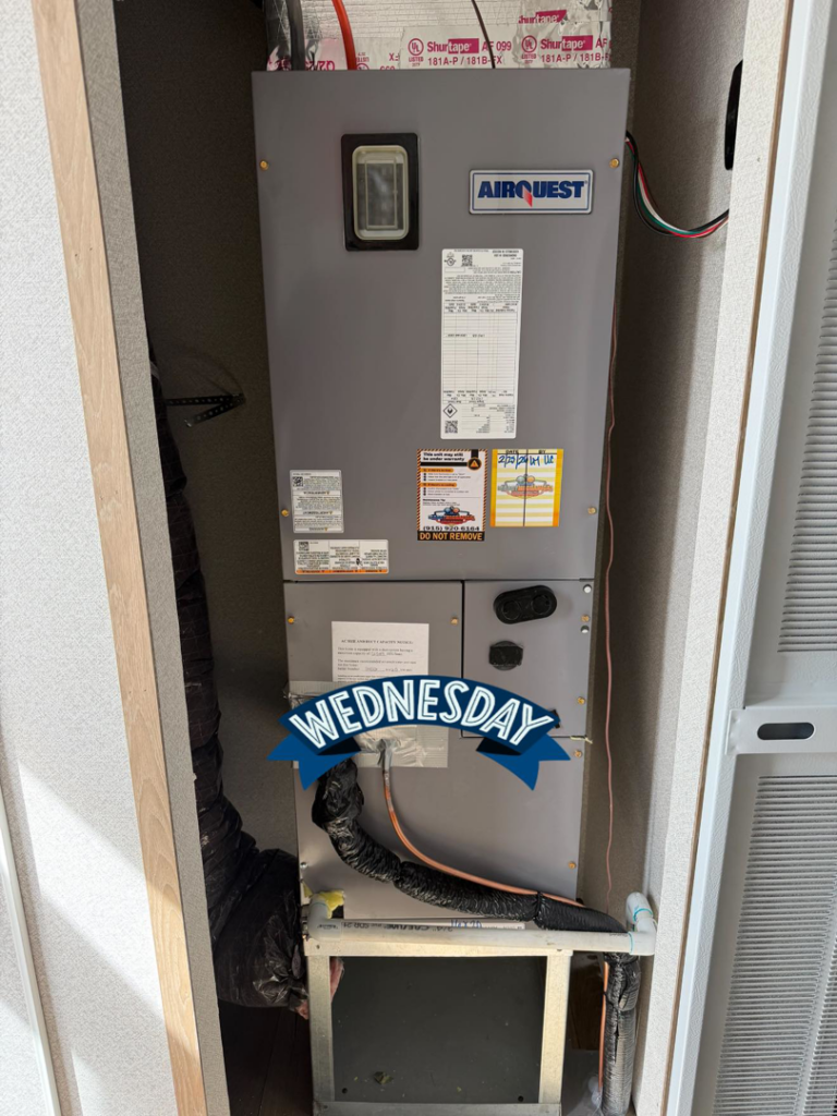 An Airquest indoor air handler unit installed or serviced by Legacy Mechanical LLC in Sunland Park, NM.