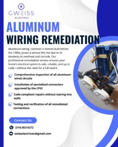 Close-up of old aluminum wiring and outlets needing remediation by Weiss Electric in Anoka, MN