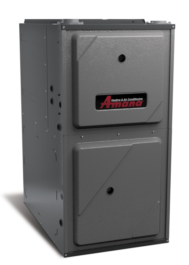 A modern Amana furnace unit available from Home and Property Services LLC for heating services in Aurora, CO.