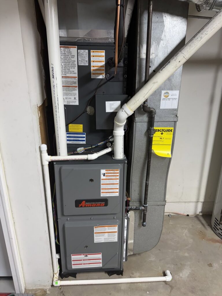 An Amana indoor furnace and air handler unit installation by Gold Standard Heating and Cooling in Parkersburg, WV.