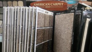 A display of American Carpet Group samples at Southwest Floors in Seven Hills, OH.
