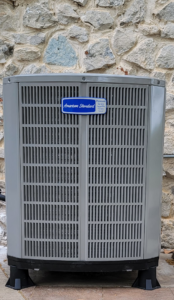 An American Standard outdoor air conditioning unit installed by A1 Mechanical Heating and Cooling Services in Waynesville, OH.