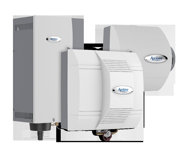Two Aprilaire whole-home humidifier units offered by Air Control Heating & Cooling LLC in Schererville, IN.